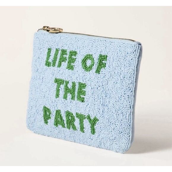 Kate Spade New York x Life Of The Party Beaded Clutch Blue & Green New with Tags - Picture 2 of 4